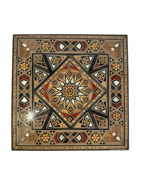 Boite mosaïque carré bois foncé 21*21cm