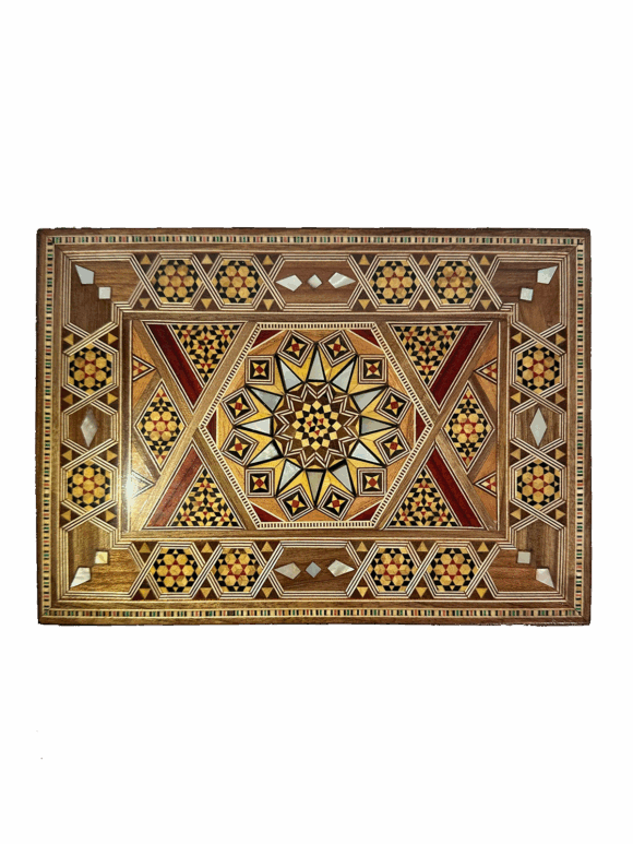 Boite mosaïque rectangle bois clair 23*16cm